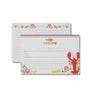 Two recipe cards with a lobster design on a white background