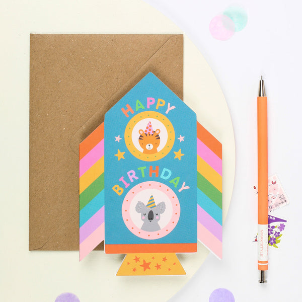 Mifkins - Rocket Birthday Card