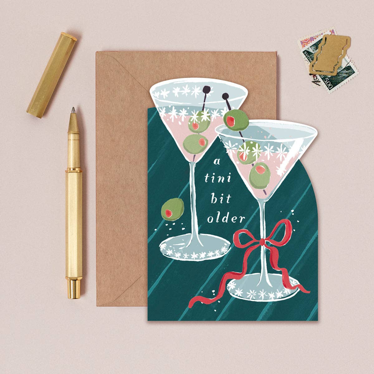 Lustige Geburtstagskarte „A Tini Bit Older“ – Mit Martini-Design & Aufklebern, Für Sie & Freunde