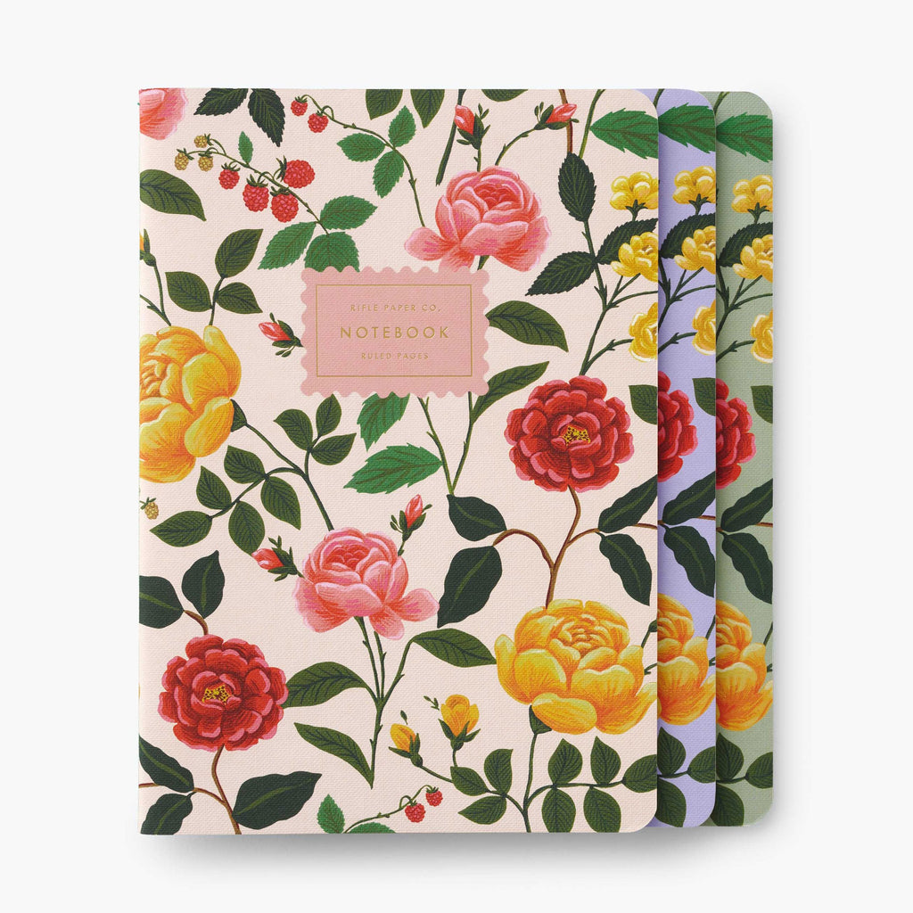 Rifle Paper Co. Set of 3 Stitched Notebooks - Roses