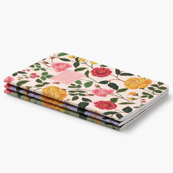 Rifle Paper Co. Set of 3 Stitched Notebooks - Roses
