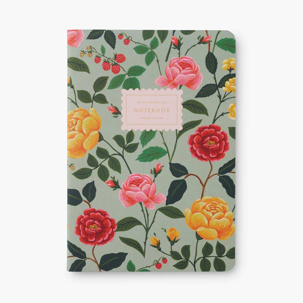 Rifle Paper Co. Set of 3 Stitched Notebooks - Roses