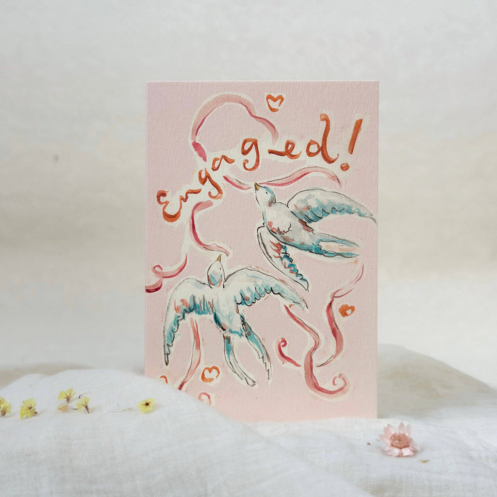 Sophie Amelia Creates - Engaged Swallows Engagement Card