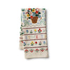Decorative towel with floral patterns and 'LOVE' text on a white background