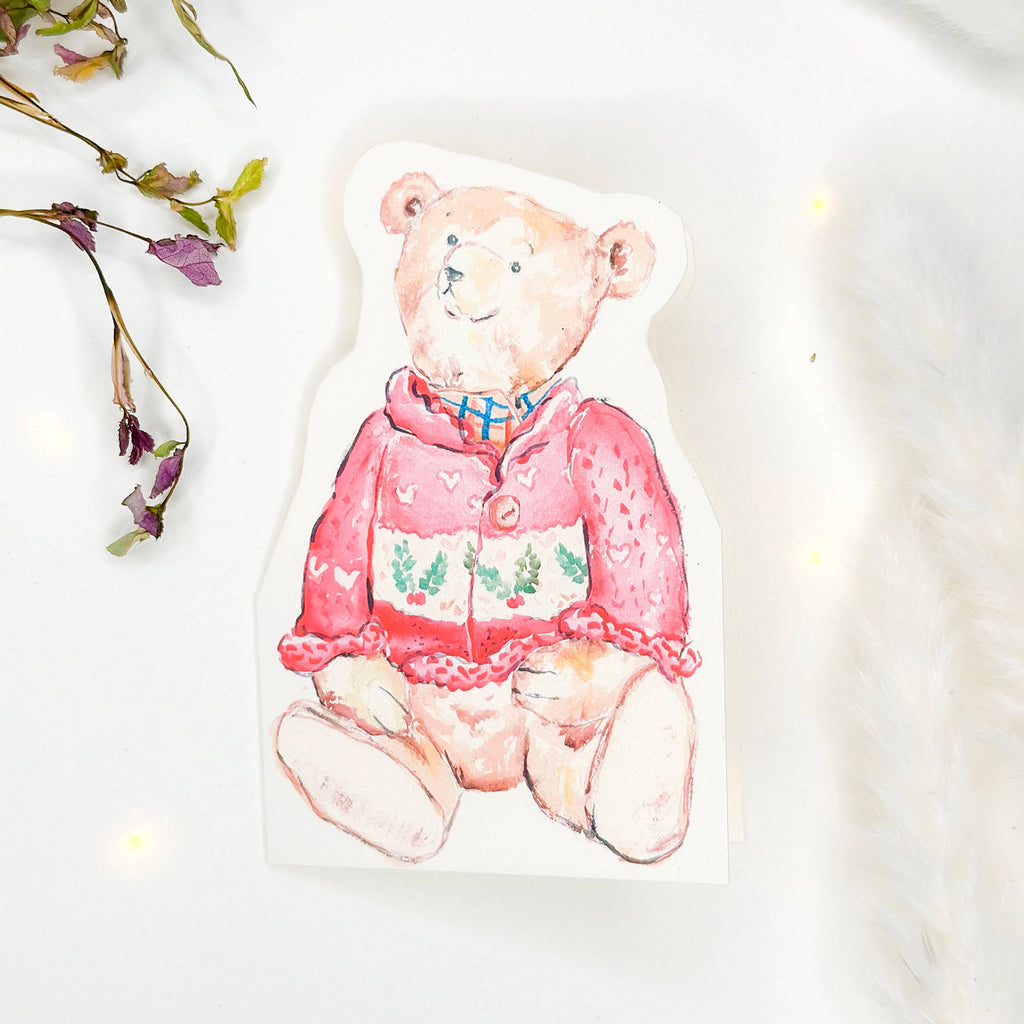 Sophie Amelia Festive Ted - Cut Christmas Card