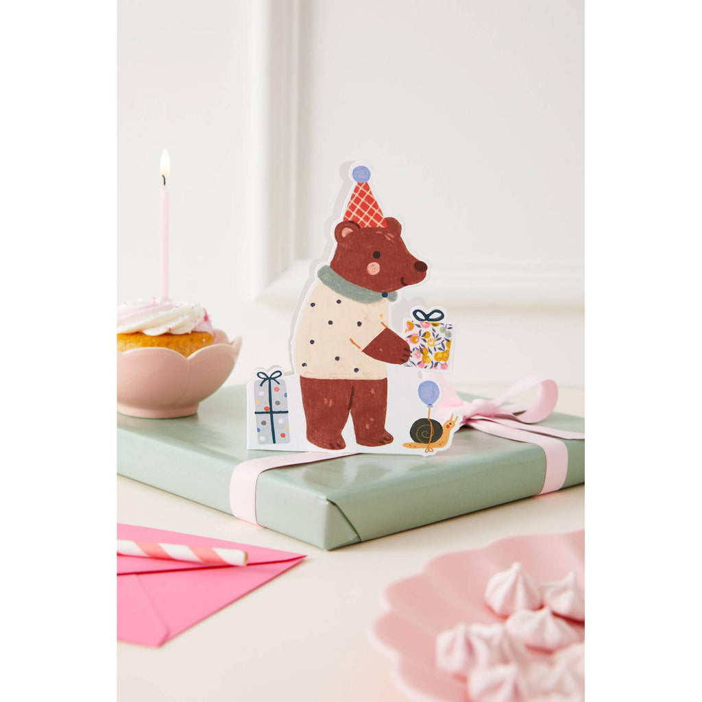 The Charming Press - Bear Die Cut Card - Wiltshire Bud Liberty Fabric