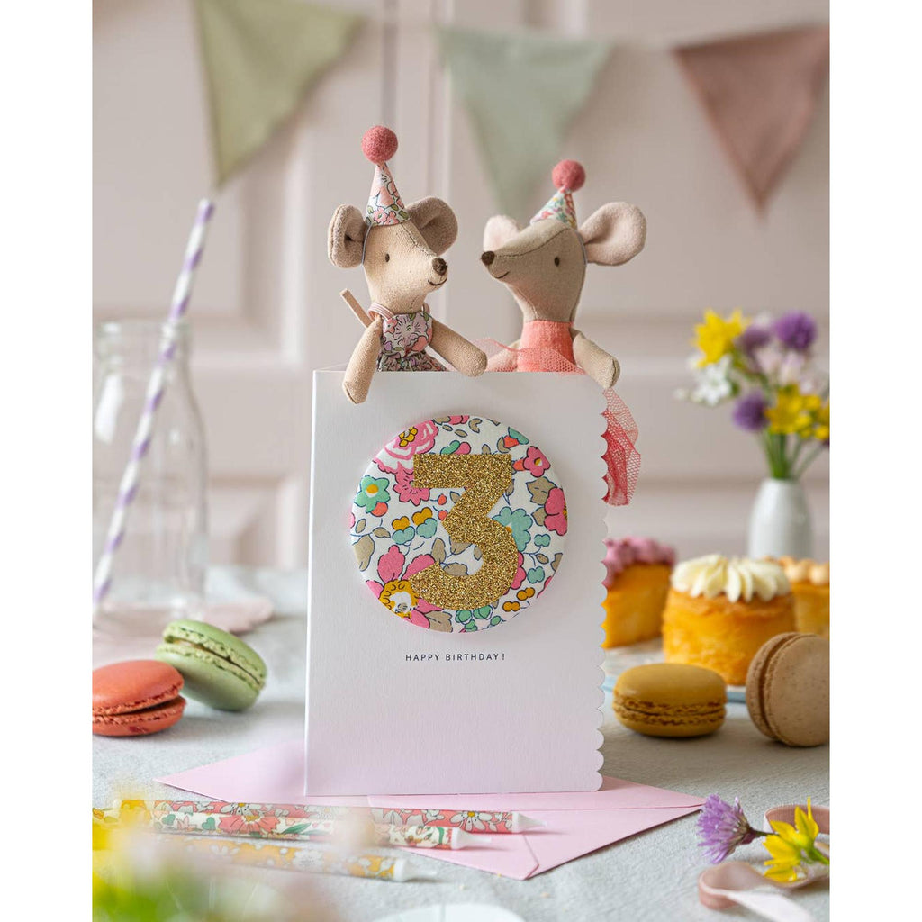 The Charming Press - Birthday Badge Age 3 - Liberty Besty Pink fabric