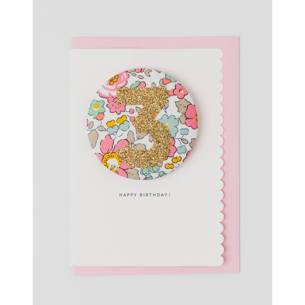 The Charming Press - Birthday Badge Age 3 - Liberty Besty Pink fabric