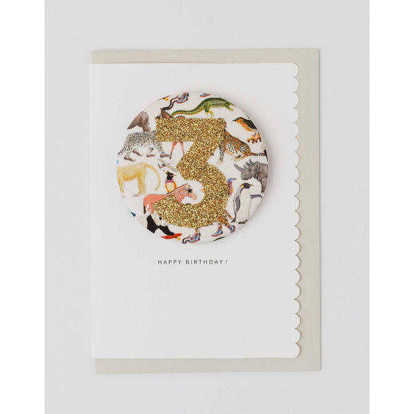 The Charming Press - Birthday Badge Age 3 - Liberty Queue for the Zoo Fabric