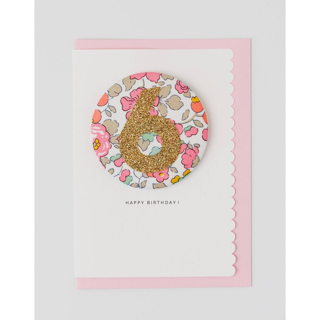 The Charming Press - Birthday Badge Age 6 - Liberty Betsy Pink fabric