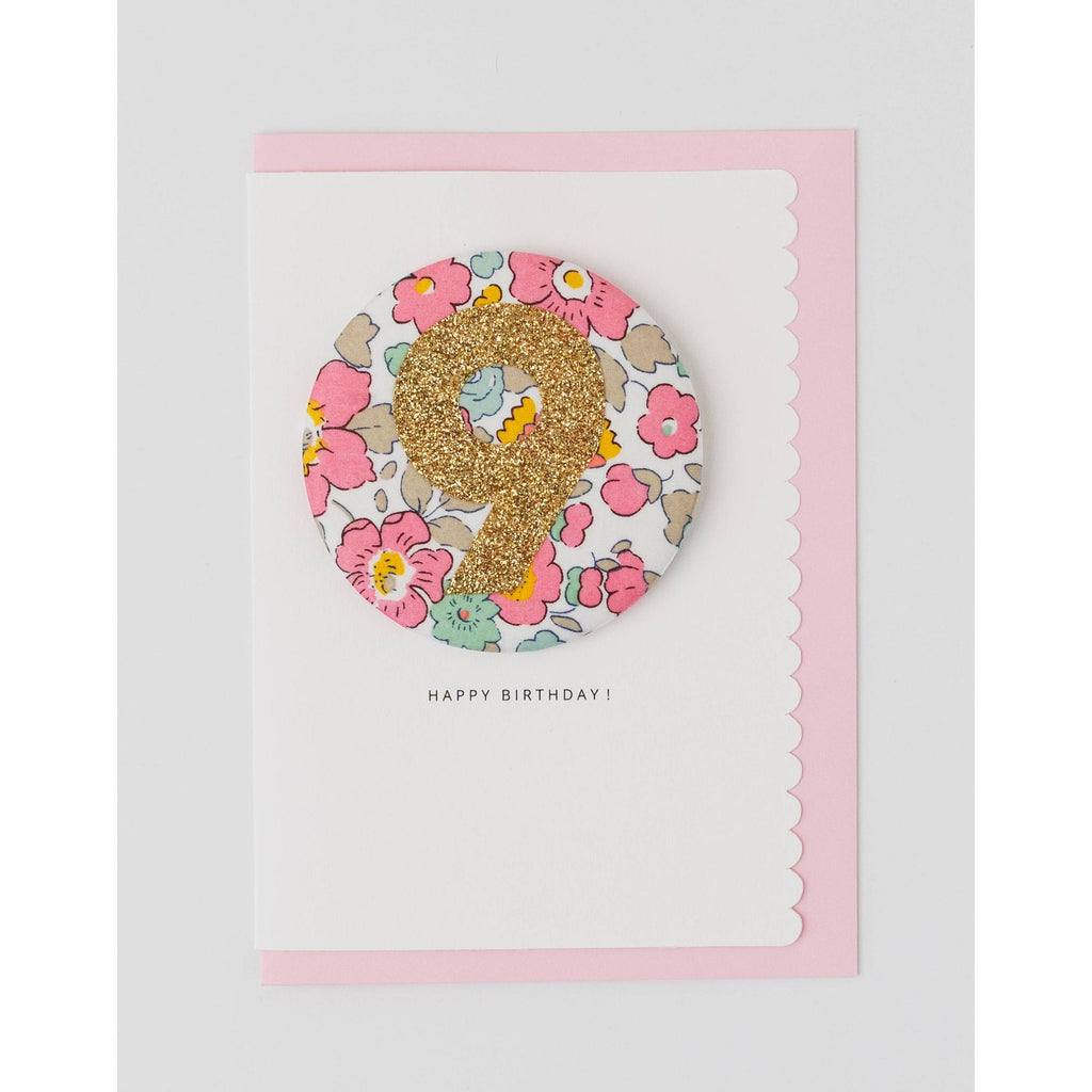 The Charming Press - Birthday Badge Age 9 - Liberty Betsy Pink Fabric