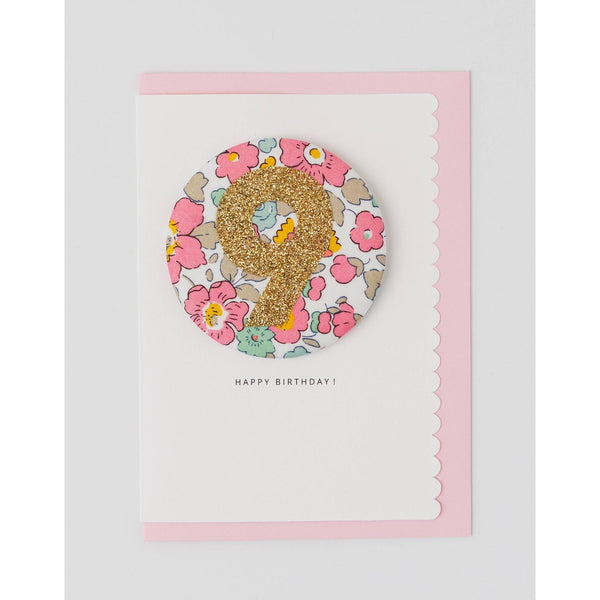 The Charming Press - Birthday Badge Age 9 - Liberty Betsy Pink Fabric