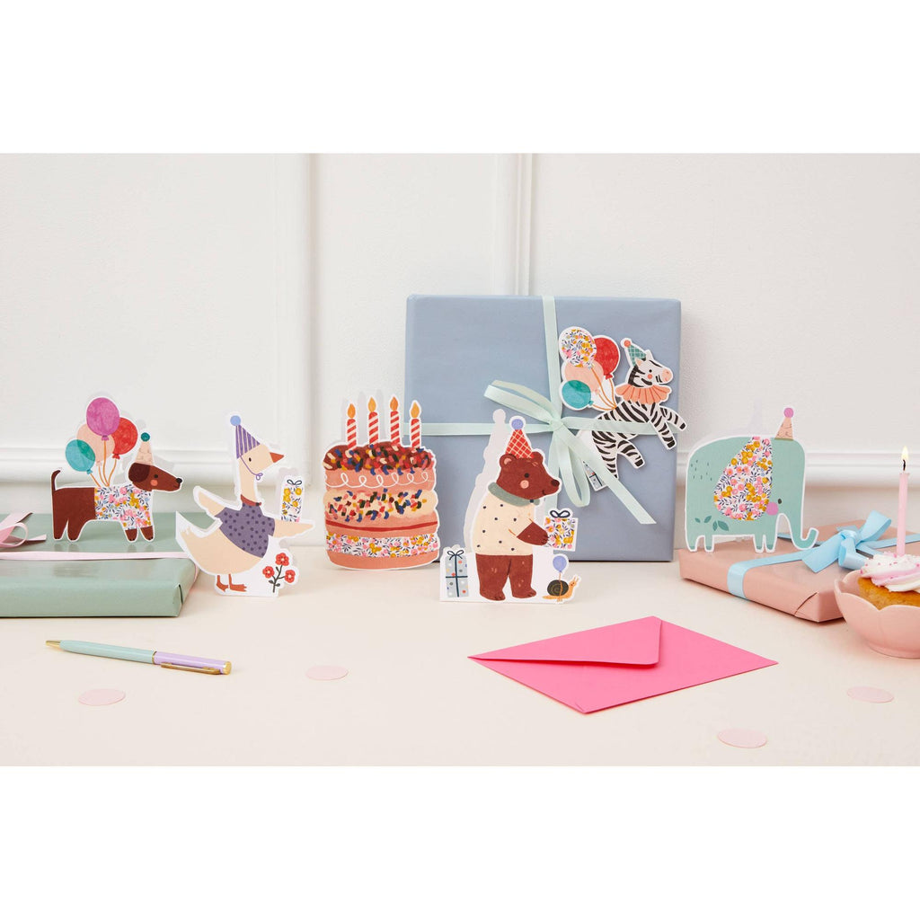 The Charming Press - Sausage Dog Die Cut Card - Wiltshire Bud Liberty Fabric