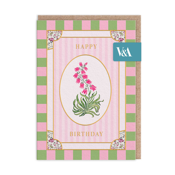 V&A Cottagecore Pink Campanula Birthday Card