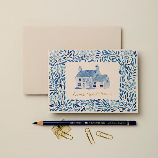 Wanderlust Paper Co. Blue Flora 'Home Sweet Home' Card