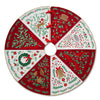 Decorative Christmas tree skirt with festive patterns on a white background