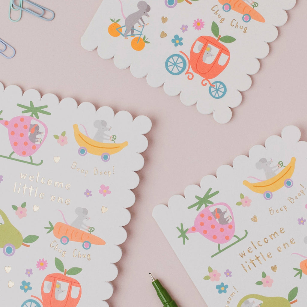 Mifkins - Mice Fruit Dash Welcome Baby Card