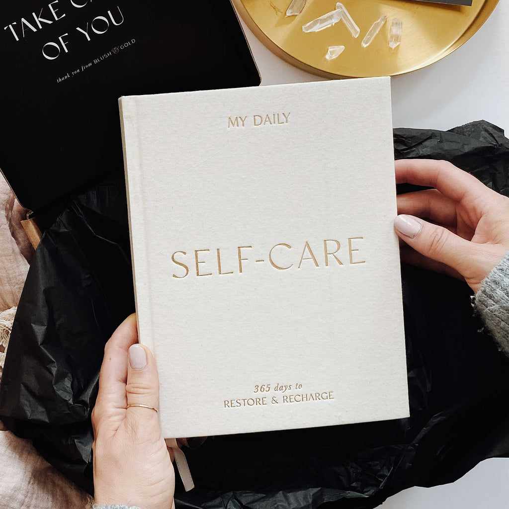 Blush And Gold - My Daily Self-Care (Almond) Reflection & Gratitude Journal