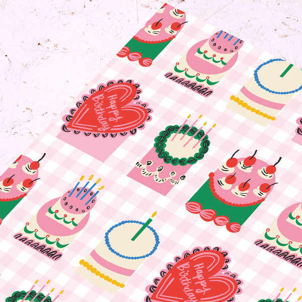 Rumble Cards - Gingham Birthday Cake Gift Wrap