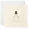 Card with a snowman illustration on a white background