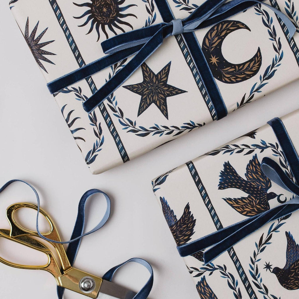 Katie Housley - BLUE MOON STARS CHRISTMAS BOTANICAL LUXURY GIFT WRAP PAPERS 