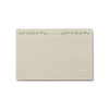 Note card with green floral design and text on a white background