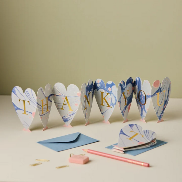 Wanderlust Paper Co. Heart Concertina 'Thank You' Mini Card