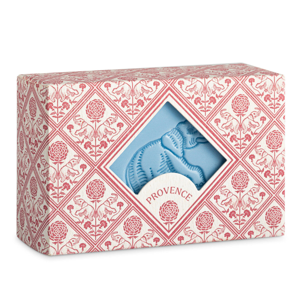 Bar of soap in a decorative pink and white box with 'Provence' branding.