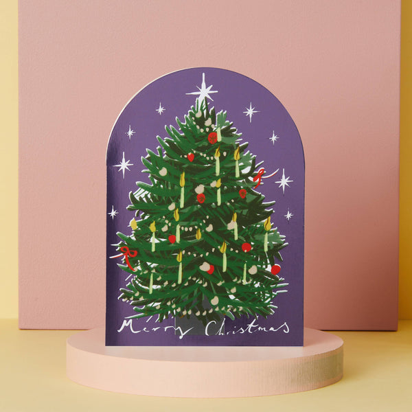 Type and Story - Festive Dome Christmas Tree Card  (Lilac)