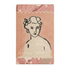 Soap packaging with a vintage-style illustration of a woman on a pink background