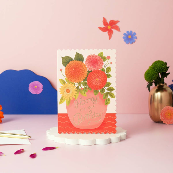 Ricicle Cards - Hooray Birthday Vase Card
