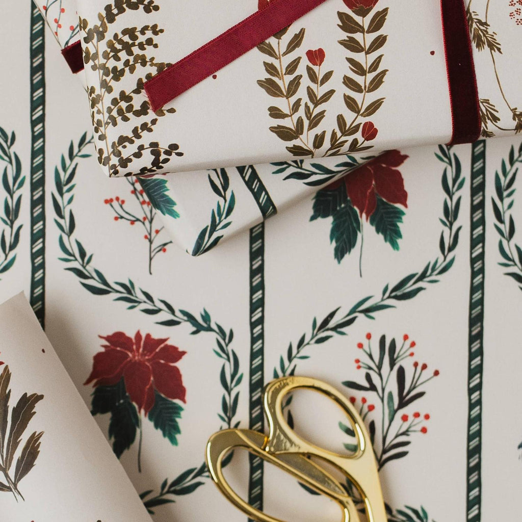 Katie Housley - CHRISTMAS WAVY FLORAL BOTANICAL LUXURY GIFT WRAP