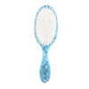Blue and white hairbrush on a white background