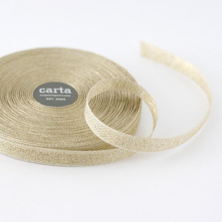 Studio Carta Metallic Loose Weave Cotton Ribbon - Natural & Gold