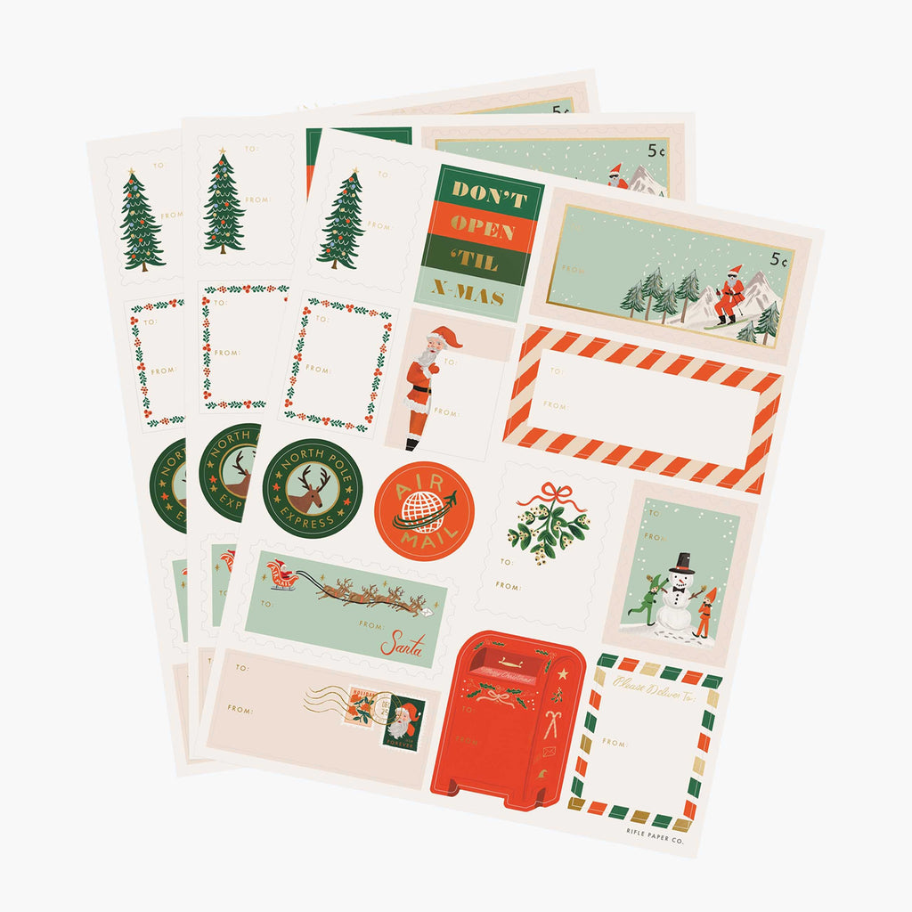 Rifle Paper Co. Christmas Stickers & Labels - Santa's Workshop