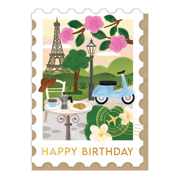 Stormy Knight Paris Stamp Birthday Card