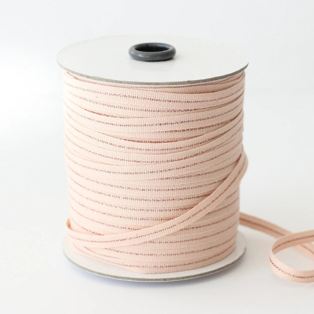 Studio Carta Metallic Line Tight Weave Cotton Ribbon - Blush/Rose Gold