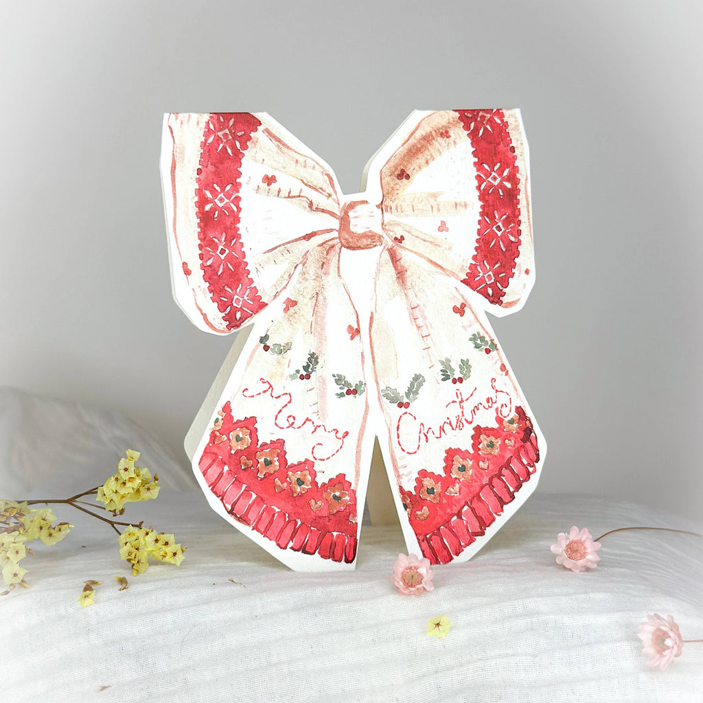 Sophie Amelia Creates - Vintage Festive Bow Christmas Card