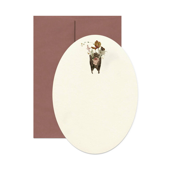 Open Sea - Bat with Flowers Oval Card