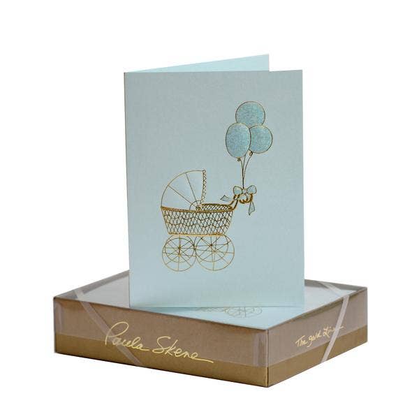 PAULA SKENE DESIGNS - Blue Baby Buggy Card