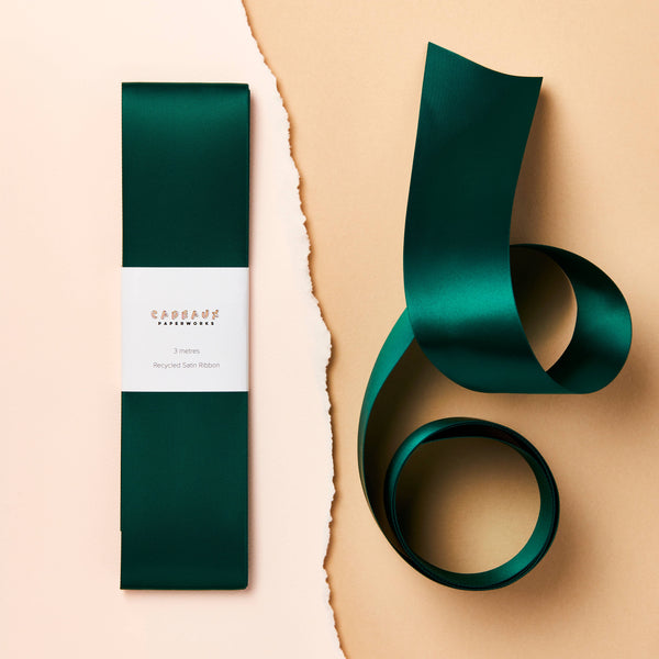 Cadeaux Paperworks - Luxury Recycled Satin Ribbon - Emerald Green
