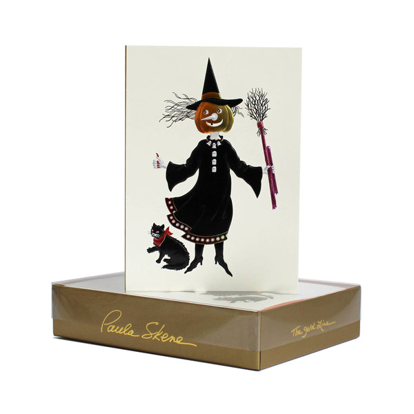 PAULA SKENE DESIGNS - Hitch Hiking Witch Halloween Card