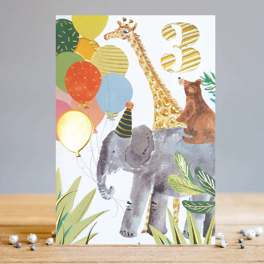 Louise Tiler 3rd Birthday Animals Card