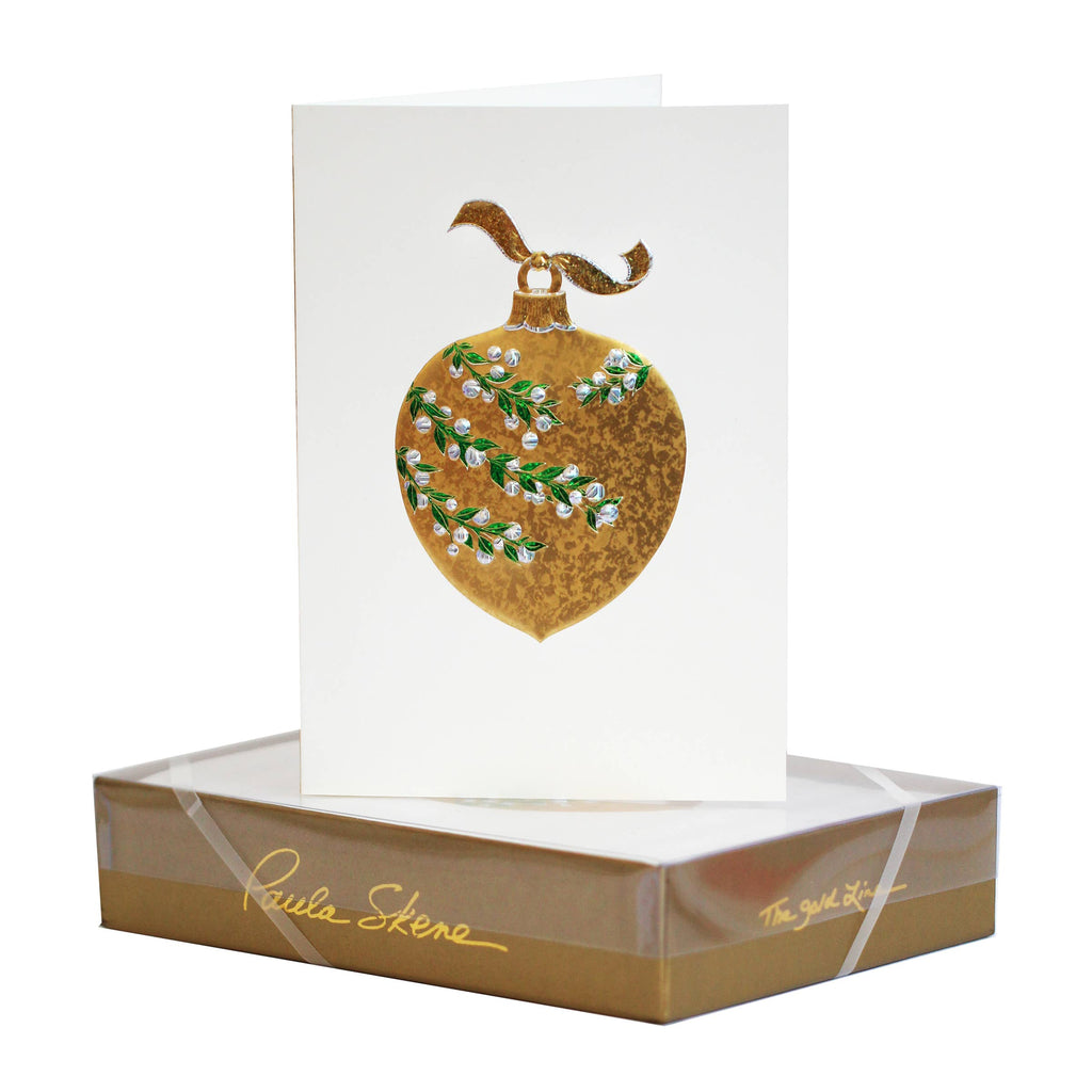 Paula Skene Berry Branch Ornament on Ecru Christmas Card