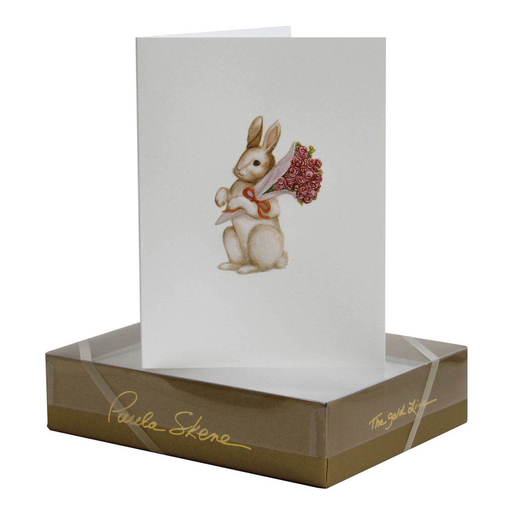 Paula Skene Bunny with Bouquet Easter Card