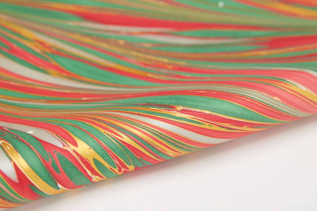 Paper Mirchi - Hand Marbled Gift Wrap - Striations  Festive Mix