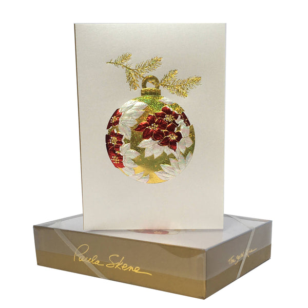 PAULA SKENE DESIGNS - Poinsettia Ornament Christmas Card