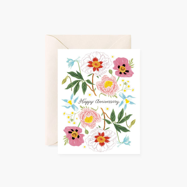 Oana Befort HAPPY ANNIVERSARY Floral Card