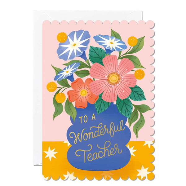 Ricicle Cards - Wonderful Teacher Vase Thank You Card