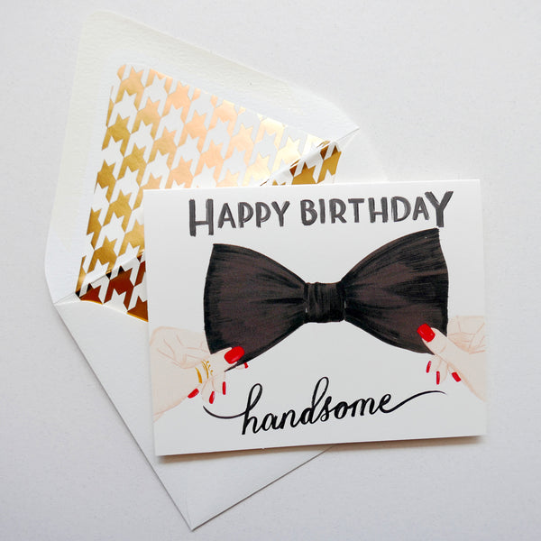 The First Snow - Happy Birthday Handsome Bow Tie Card